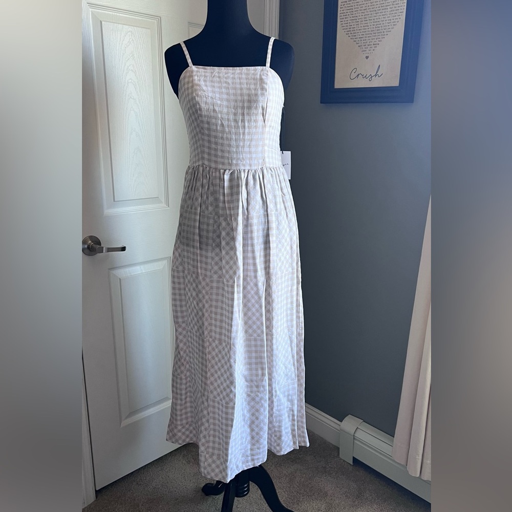 Japna Plaid Maxi Linen Blend Dress Size